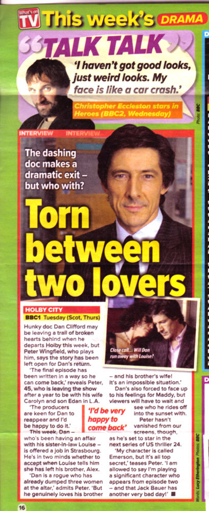 An article about Peter on Holby City